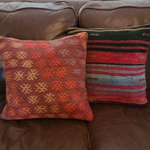 Set of Two Boho Turkish Kilim Pillow Cases
